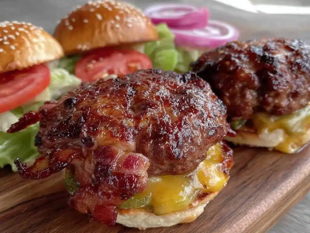 bacon wrapped jalapeño burgers - featured image