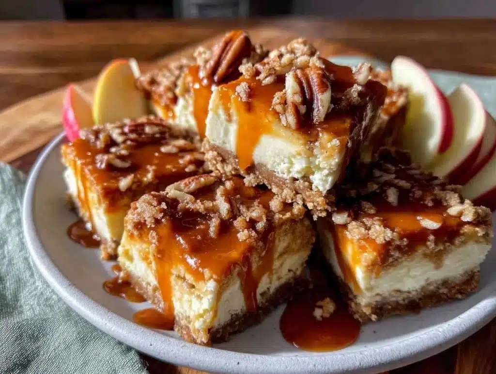 caramel apple cheesecake bars - featured image