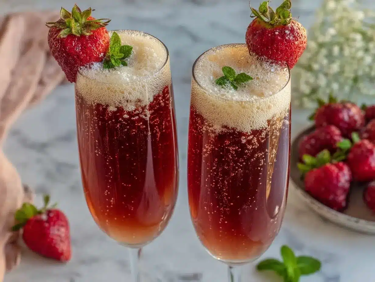 Champagne & Strawberry Cocktail preparation steps