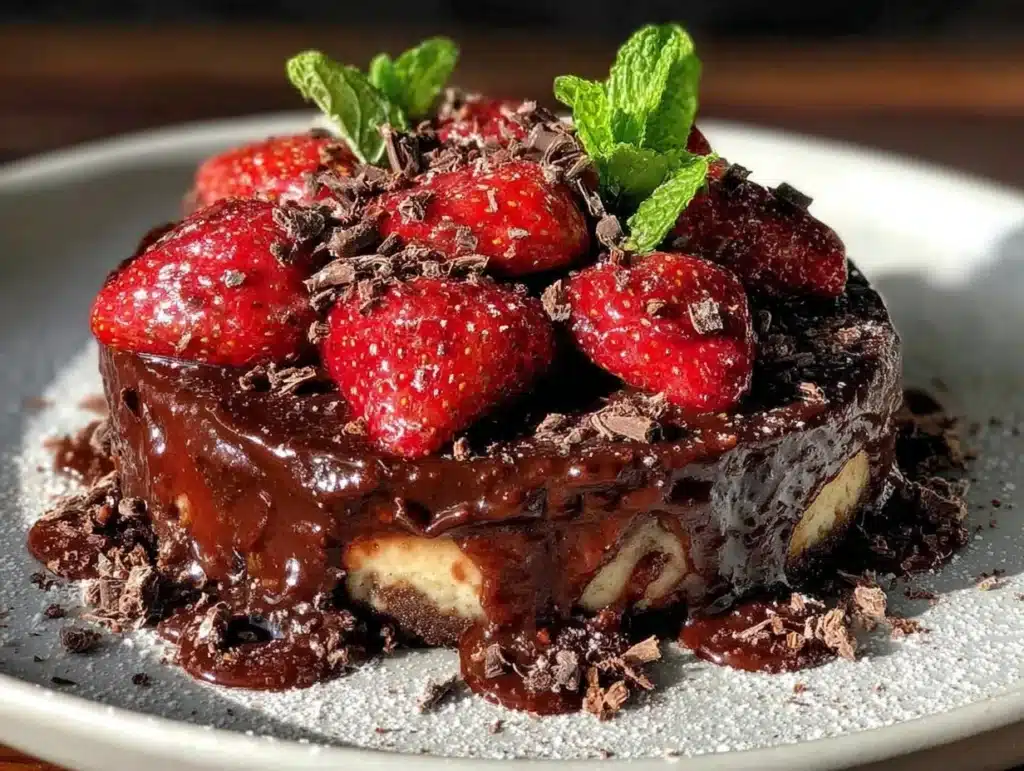 chocolate covered strawberry cheesecake - featured image