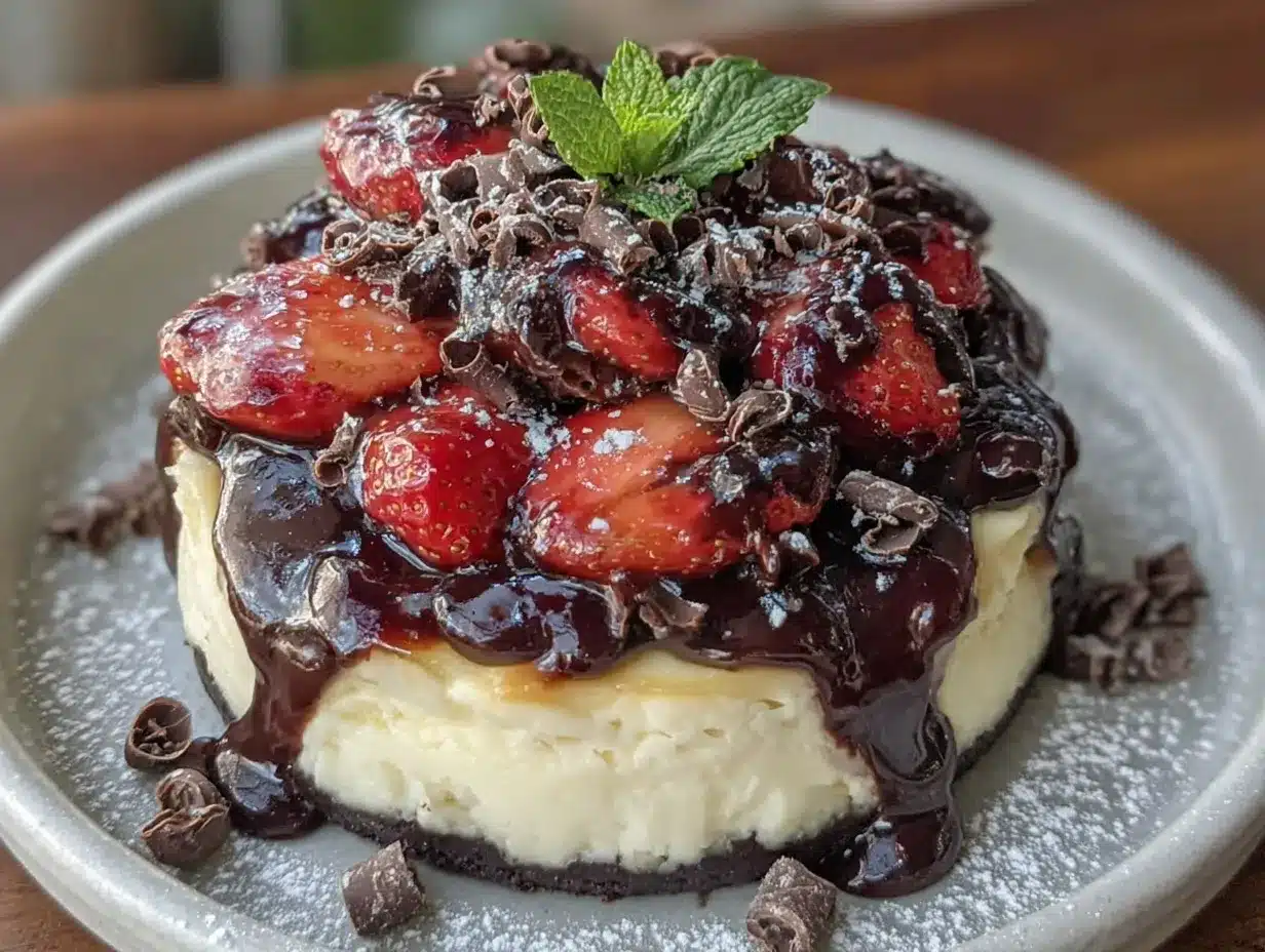 chocolate covered strawberry cheesecake preparation steps