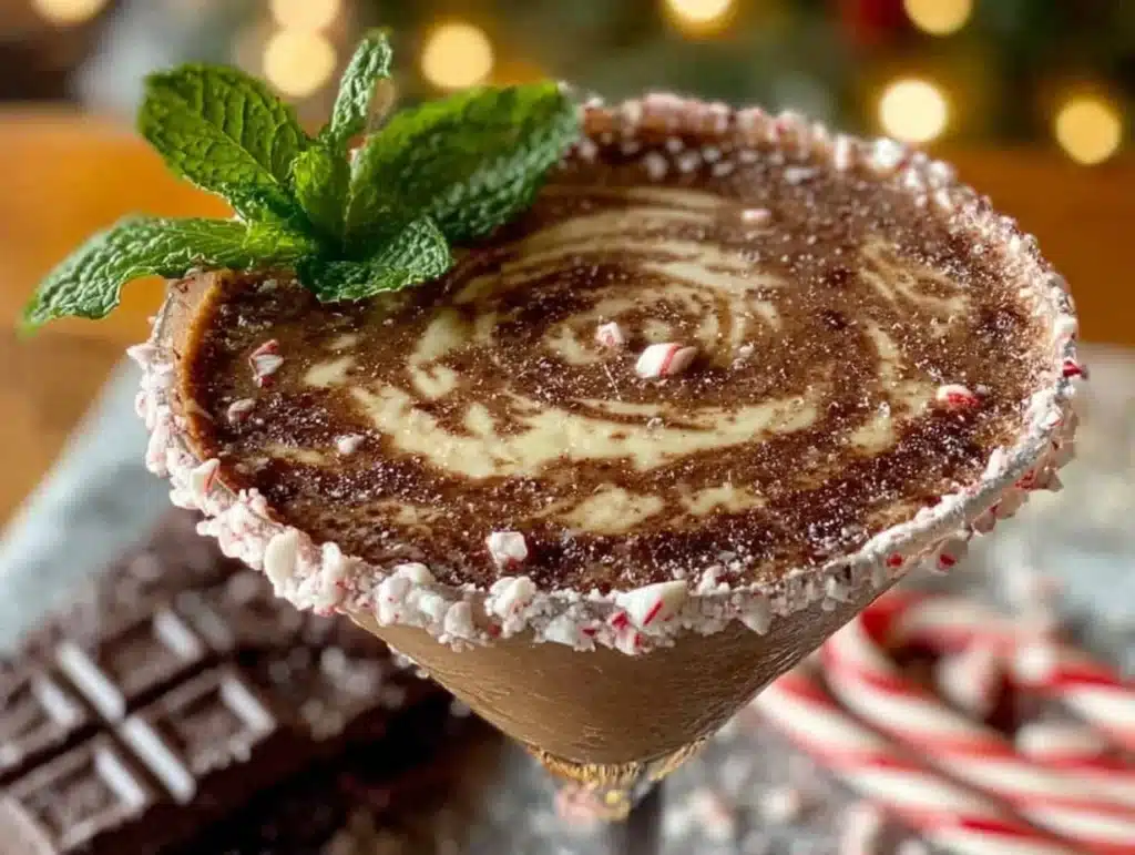 chocolate peppermint martini - featured image