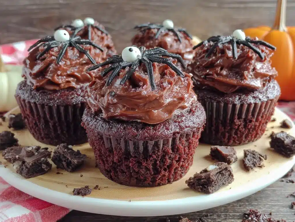 chocolate spider cupcakes - featured image