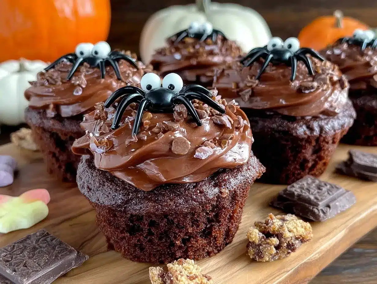 chocolate spider cupcakes preparation steps