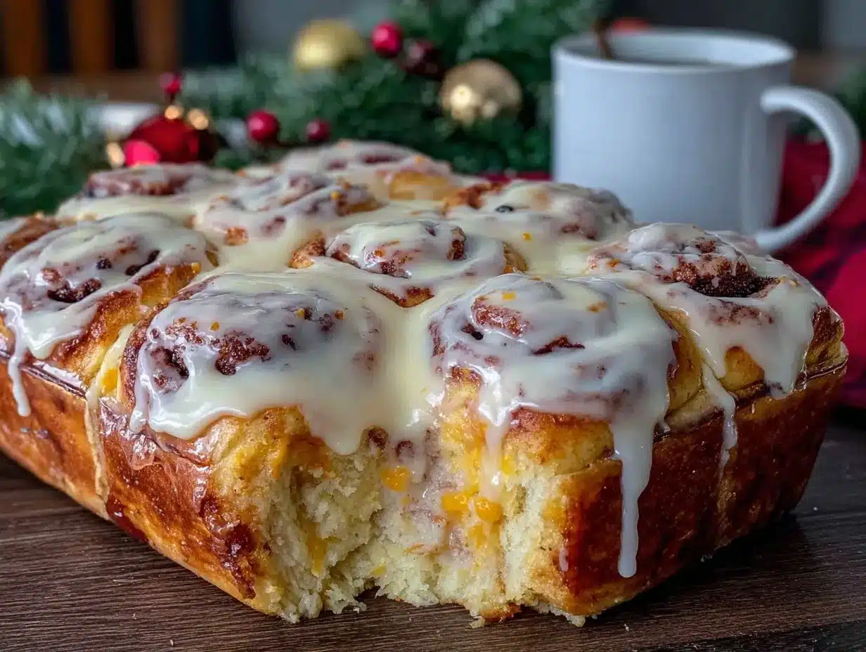 Christmas Cinnamon Roll Casserole preparation steps