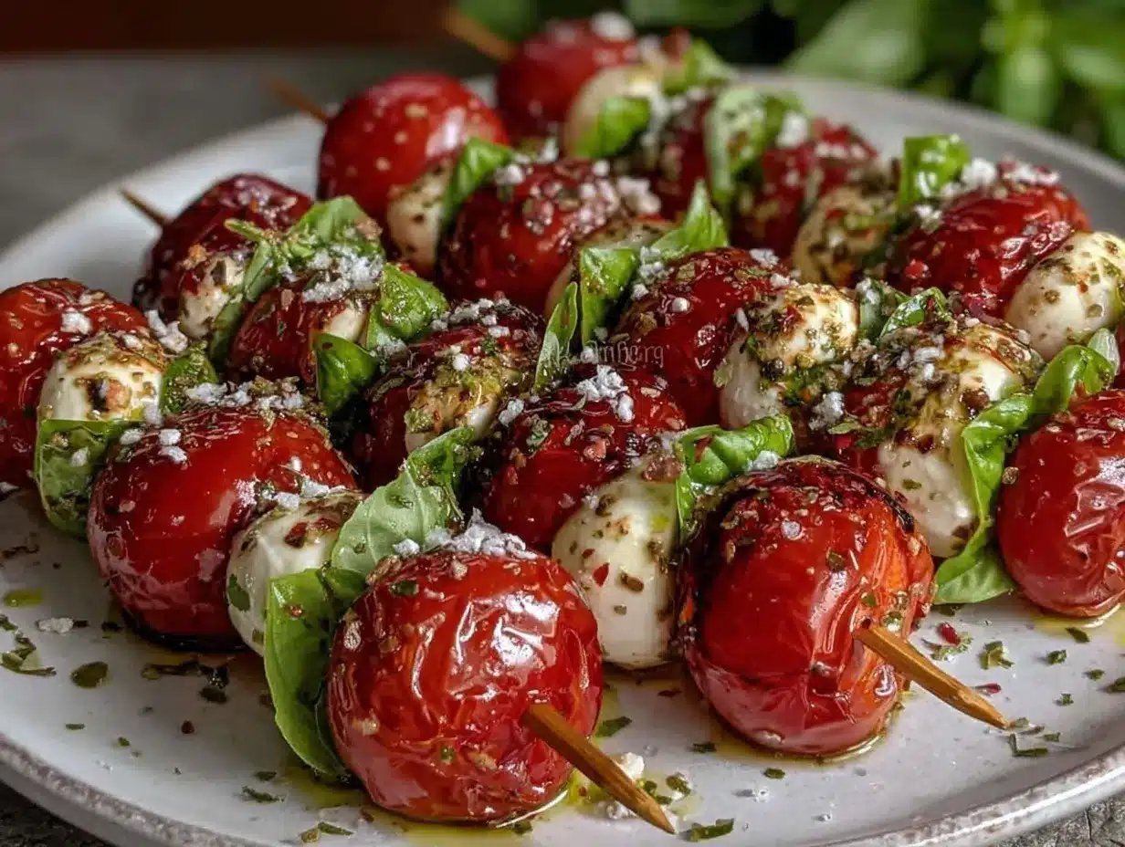 Christmas Tree Caprese Skewers preparation steps