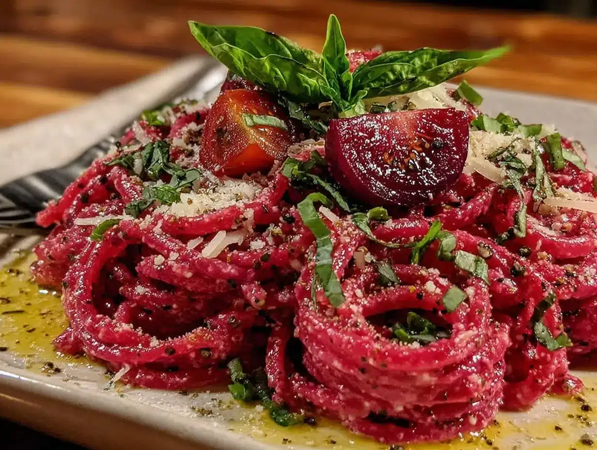 creamy pink pasta preparation steps