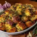 crockpot garlic herb stuffing - featured image