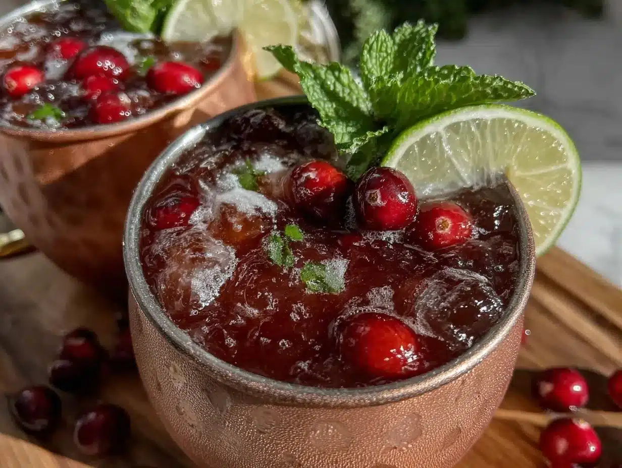 Festive Cranberry Moscow Mule preparation steps