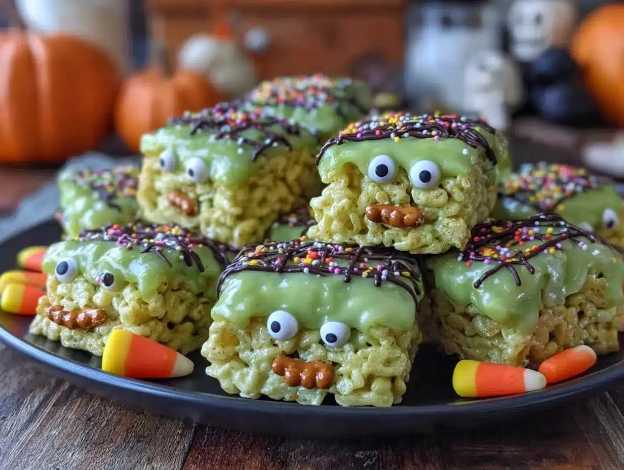 Frankenstein Rice Krispie Treats preparation steps