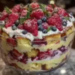 red white and blue berry trifle - featured image
