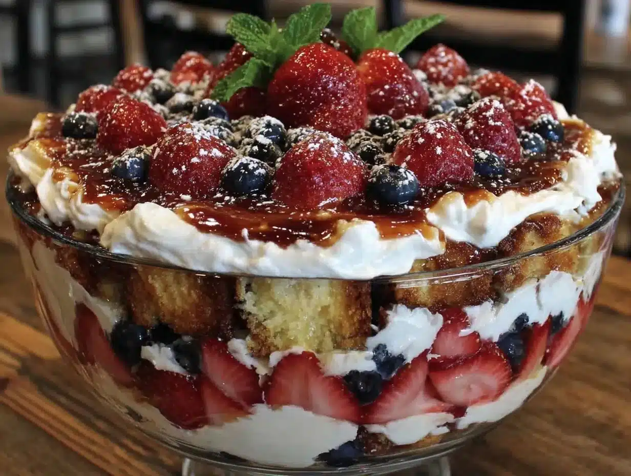 red white and blue berry trifle preparation steps