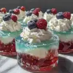 red white blue jello shots - featured image