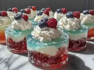 red white blue jello shots - featured image