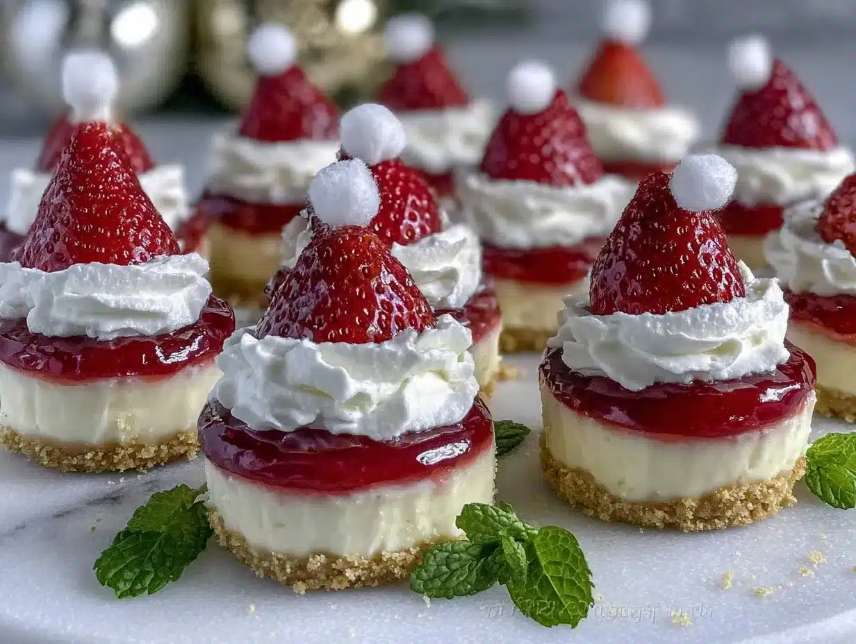 Santa Hat Cheesecake Bites preparation steps