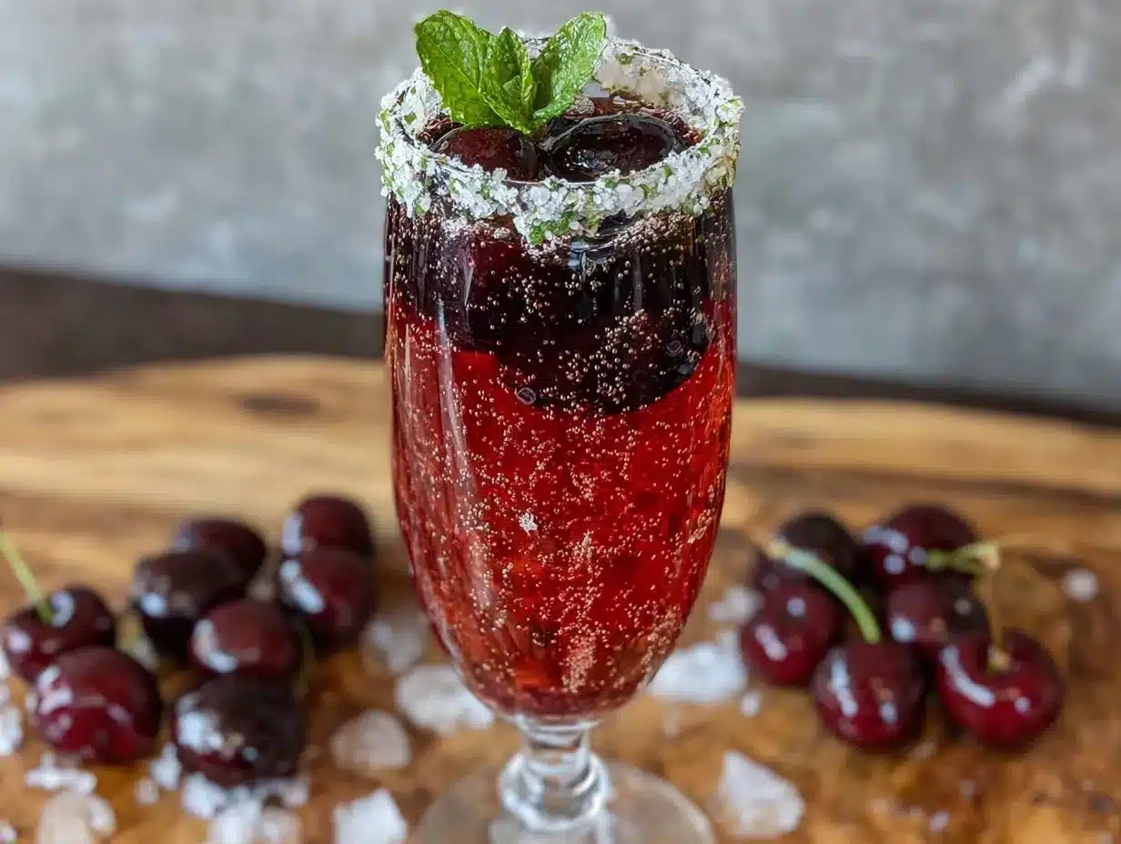 Sparkling Cherry Bomb Cocktail preparation steps