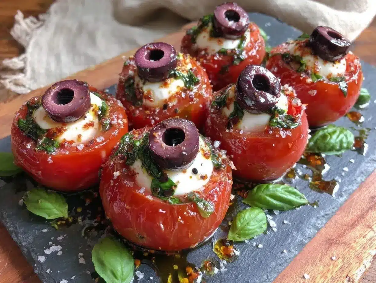 spooky eyeball Caprese salad preparation steps