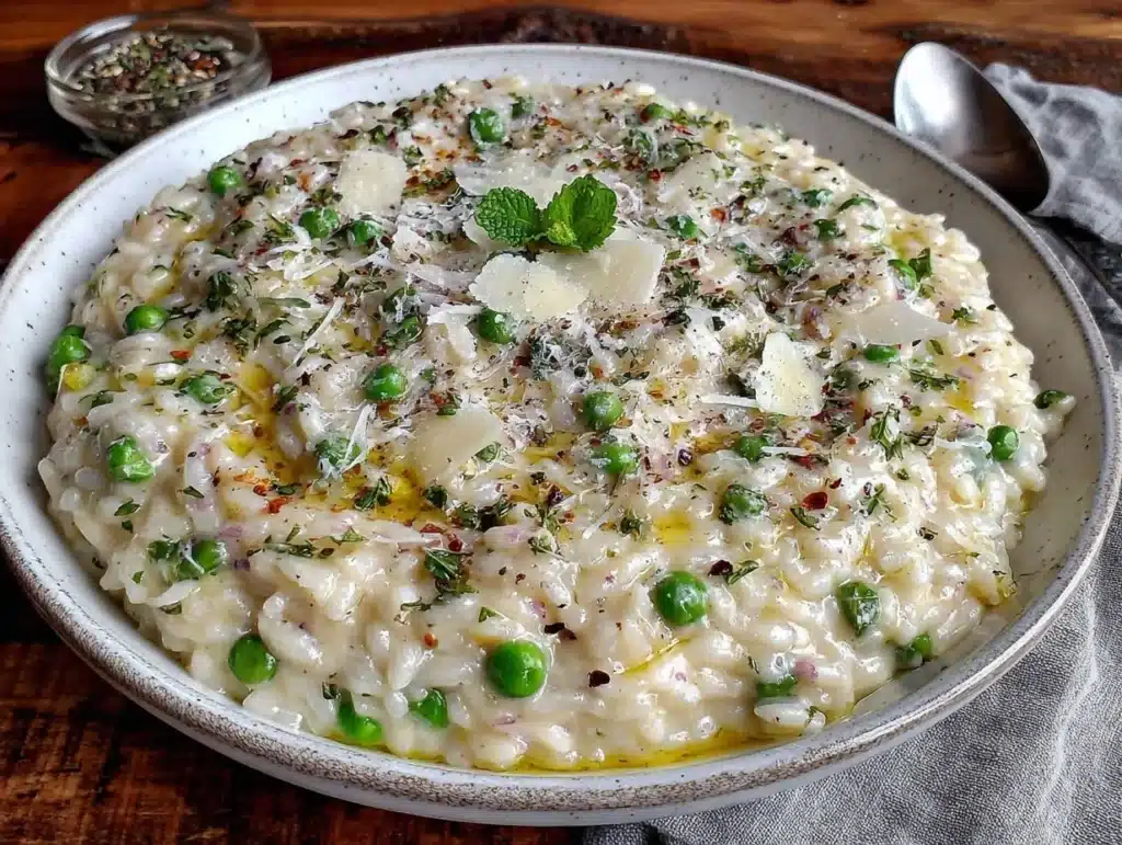 spring pea risotto - featured image