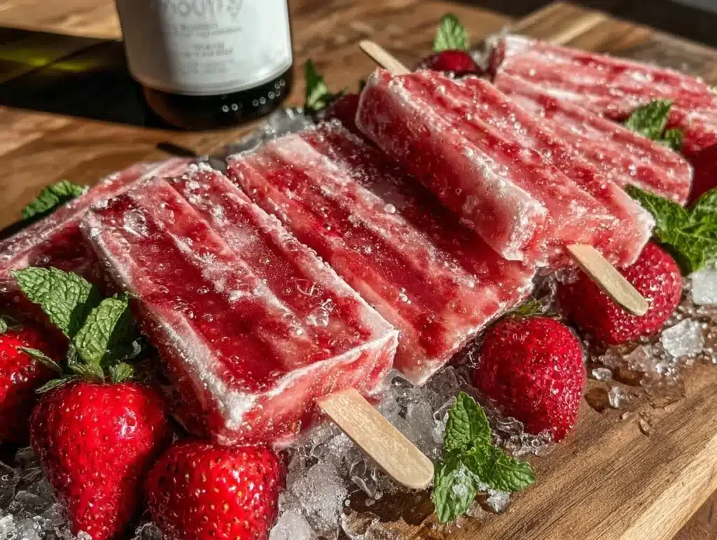 Strawberry Champagne Popsicles - featured image