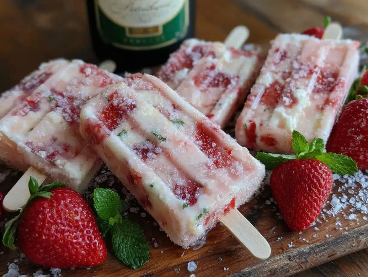 Strawberry Champagne Popsicles preparation steps