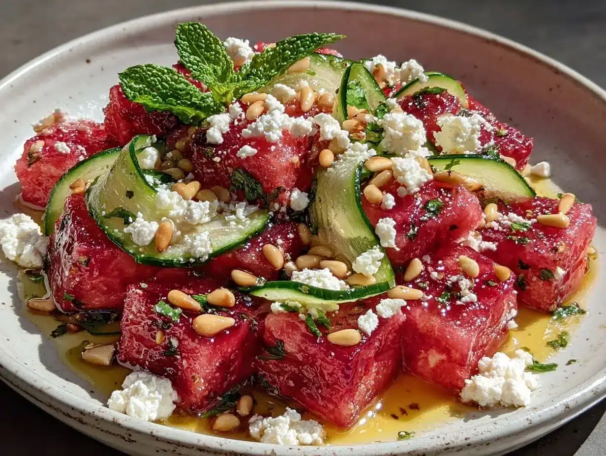 watermelon feta salad preparation steps