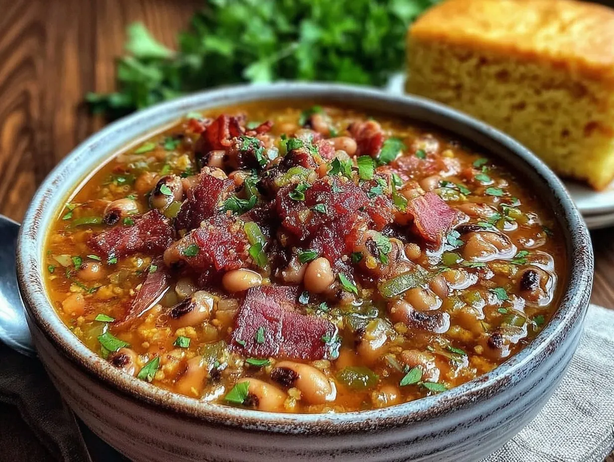 black-eyed peas with bacon preparation steps