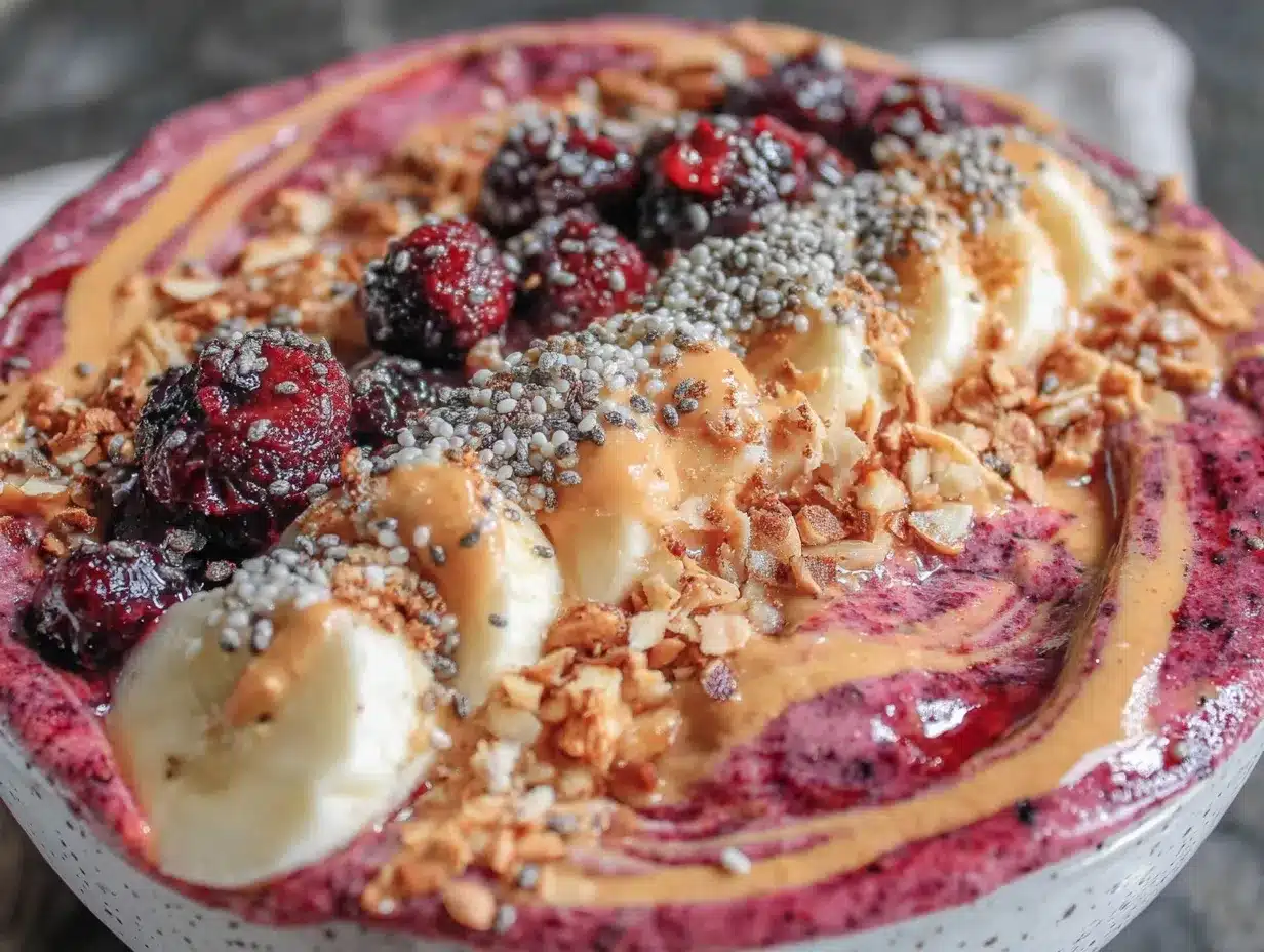 blueberry almond butter protein smoothie bowl preparation steps