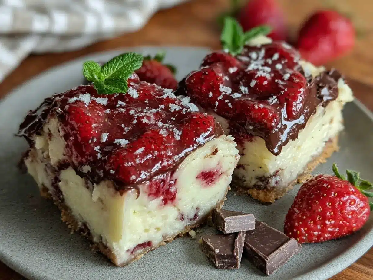 Chocolate-Covered Strawberry Cheesecake Bars preparation steps