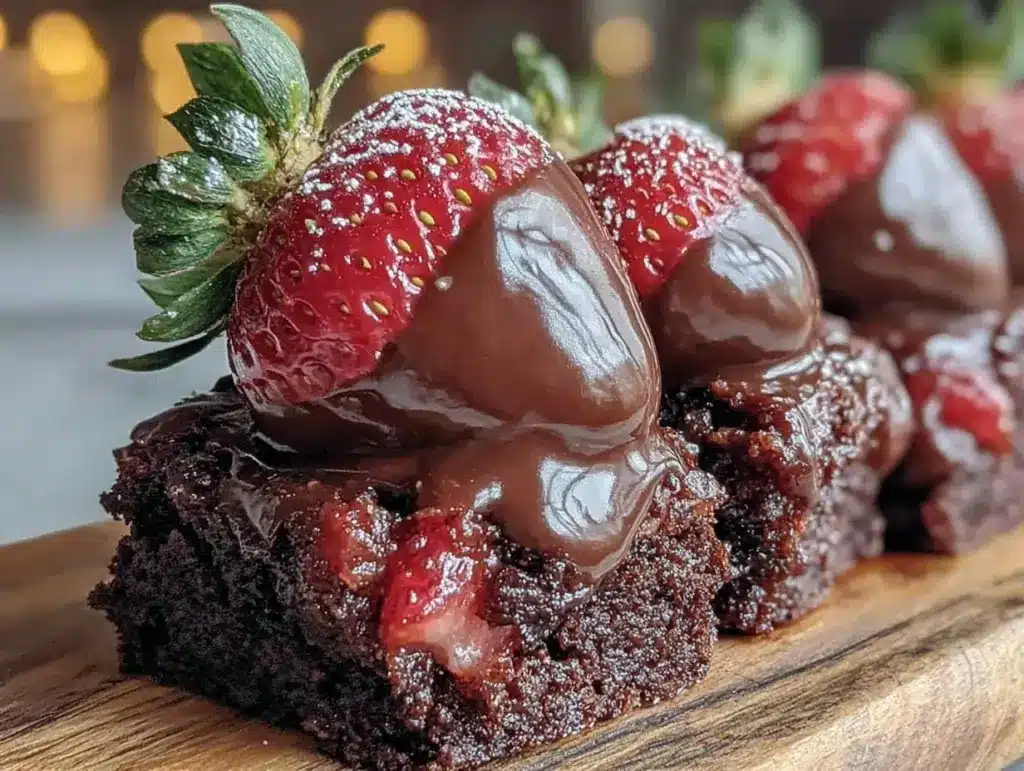 chocolate-covered strawberry soft brownies - featured image
