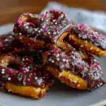 chocolate-dipped pretzel hearts - featured image