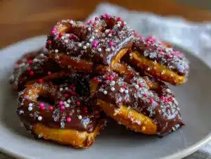 chocolate-dipped pretzel hearts - featured image