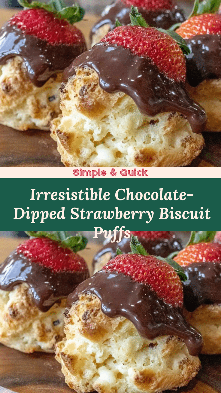 Chocolate-Dipped Strawberry Biscuit Puffs recipe