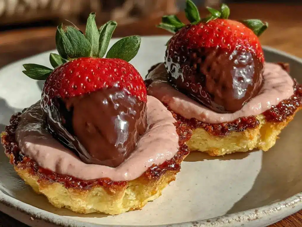 chocolate-dipped strawberry mousse tartlets - featured image