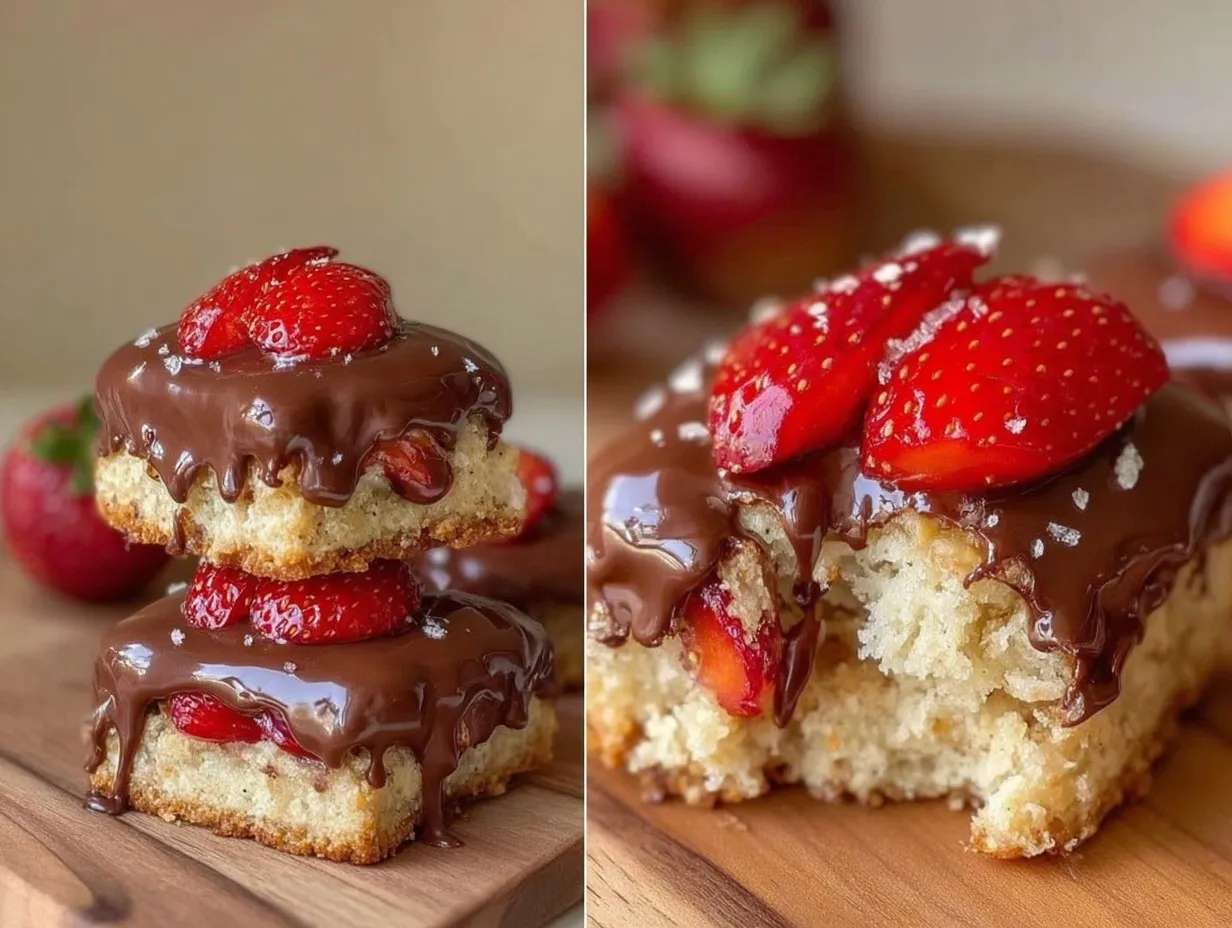 chocolate-dipped strawberry shortcake bars preparation steps