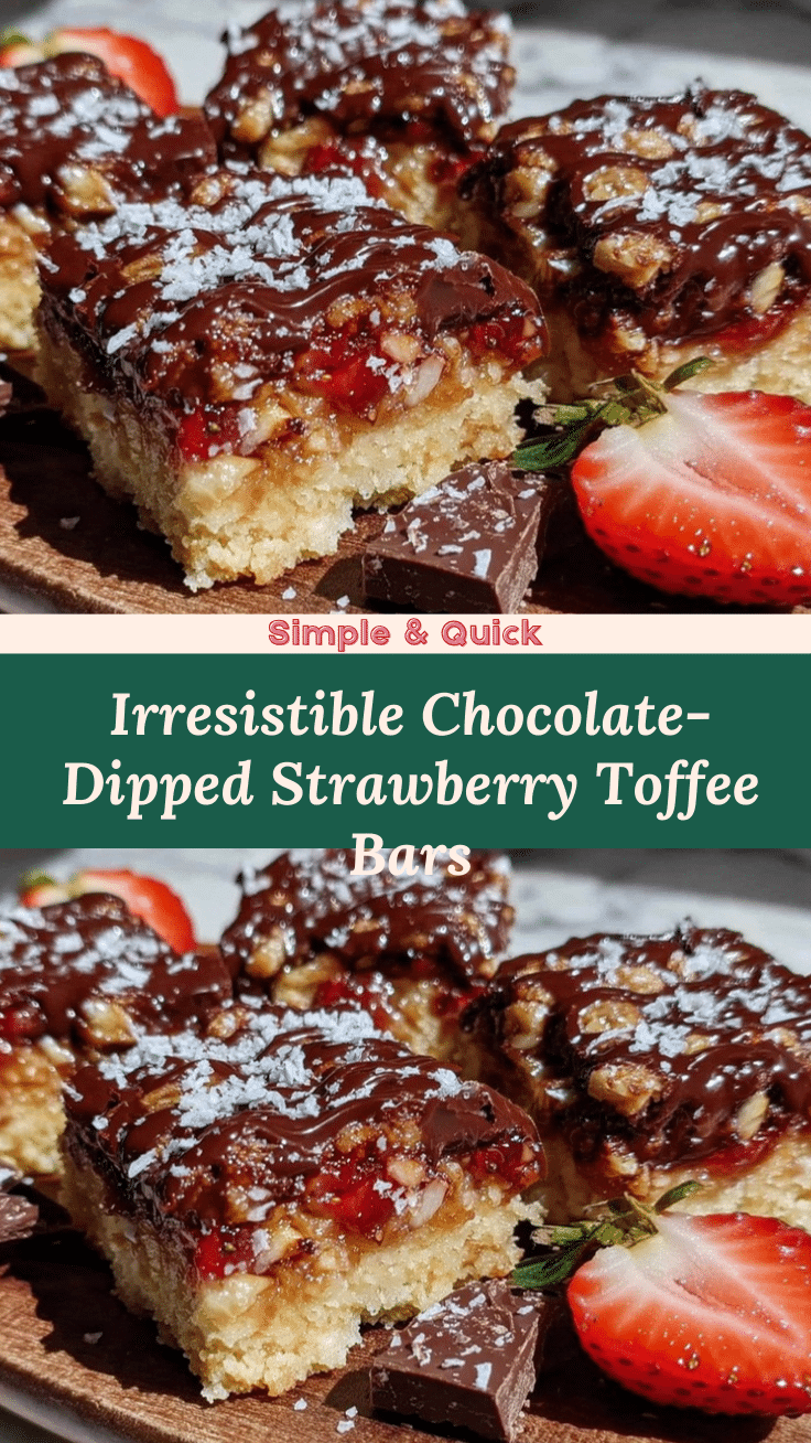 chocolate-dipped strawberry toffee crunch bars recipe