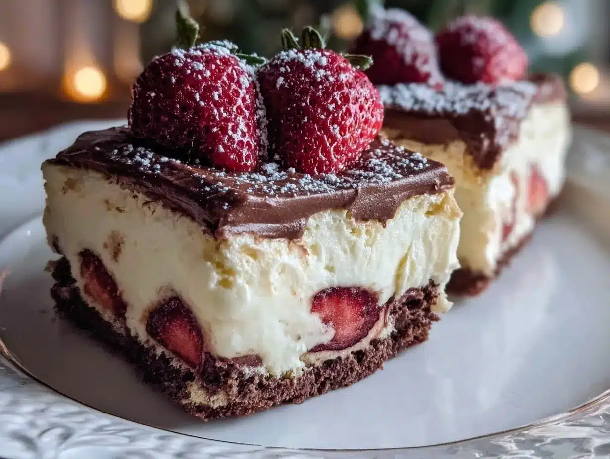 chocolate strawberry crème cloud bars preparation steps