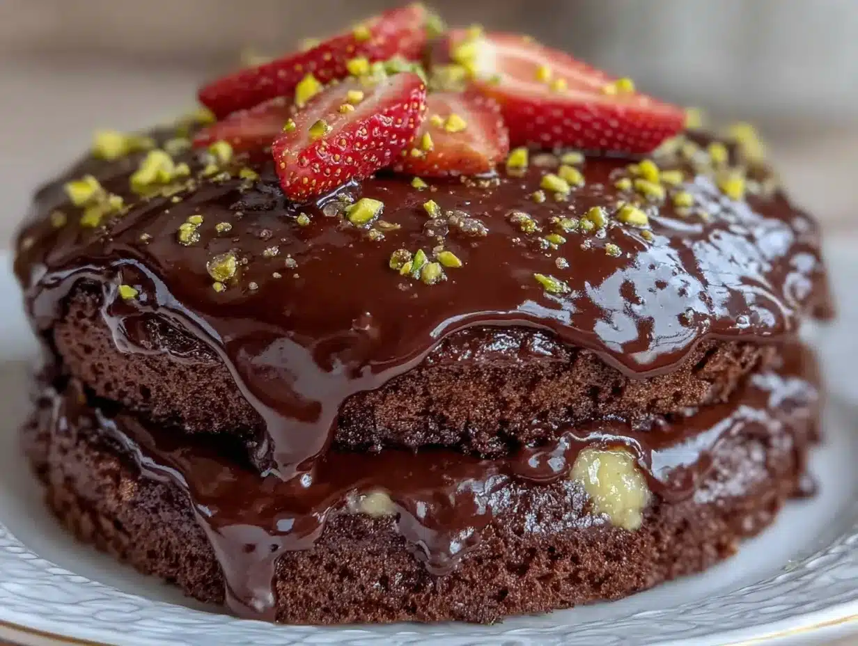 chocolate strawberry drip cakes preparation steps