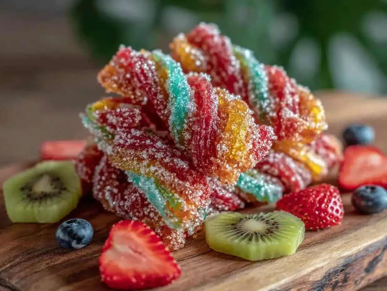Colorful Crispy Dr. Seuss Rainbow Fruit Twists preparation steps
