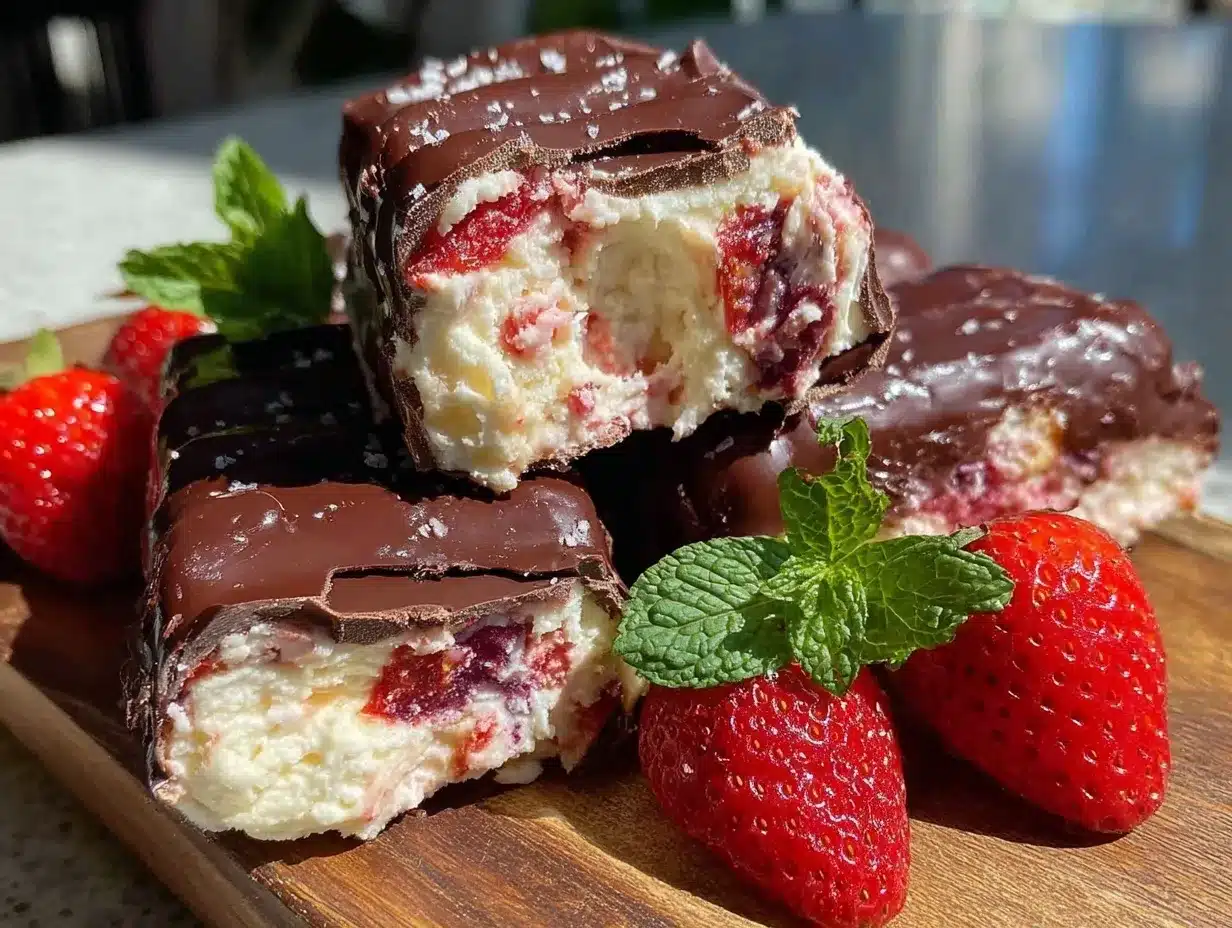 Creamy Chocolate-Covered Strawberry Swirl Gelato Bars preparation steps