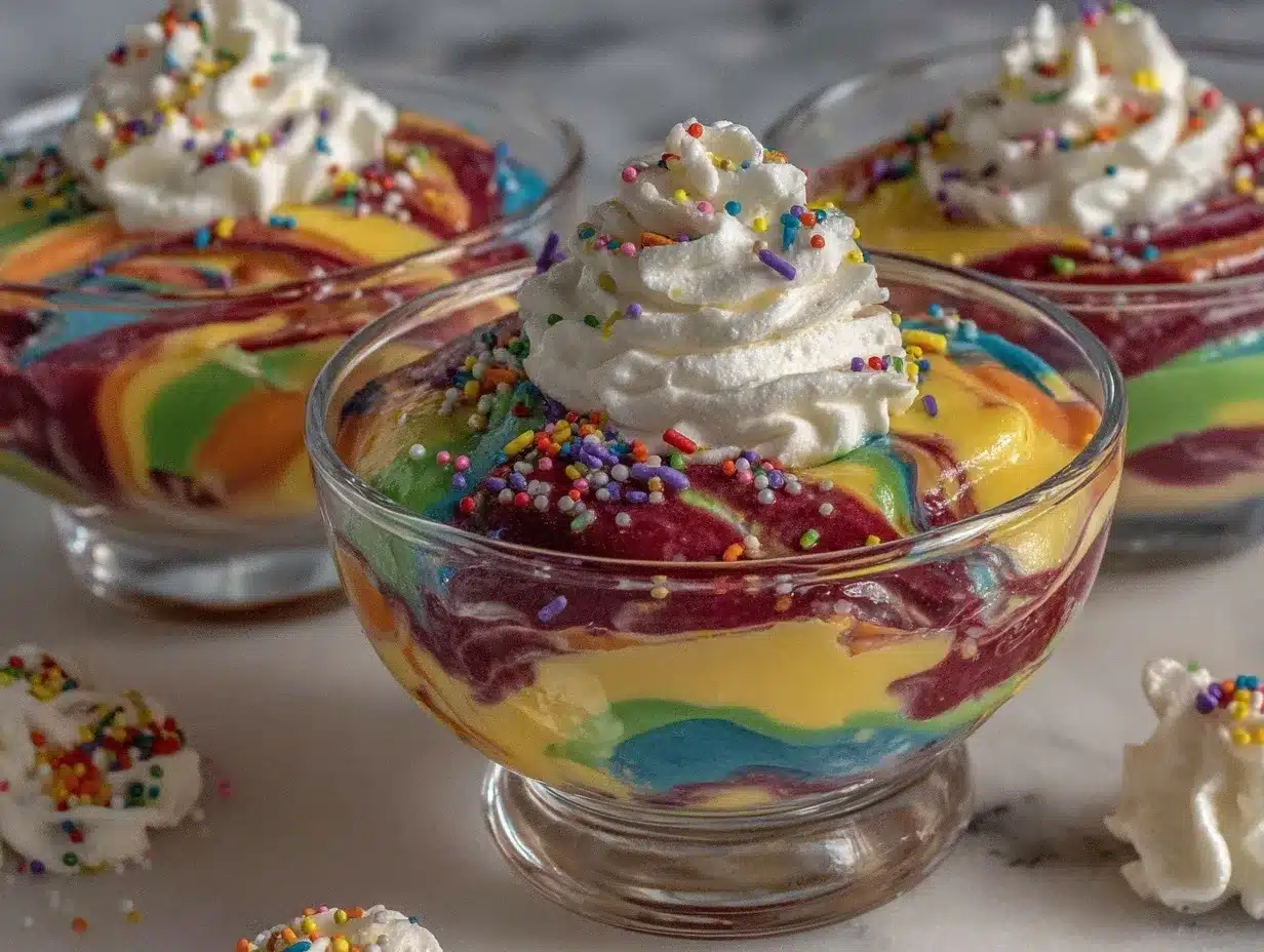Creamy Dr. Seuss Rainbow Pudding Whirl Cups preparation steps
