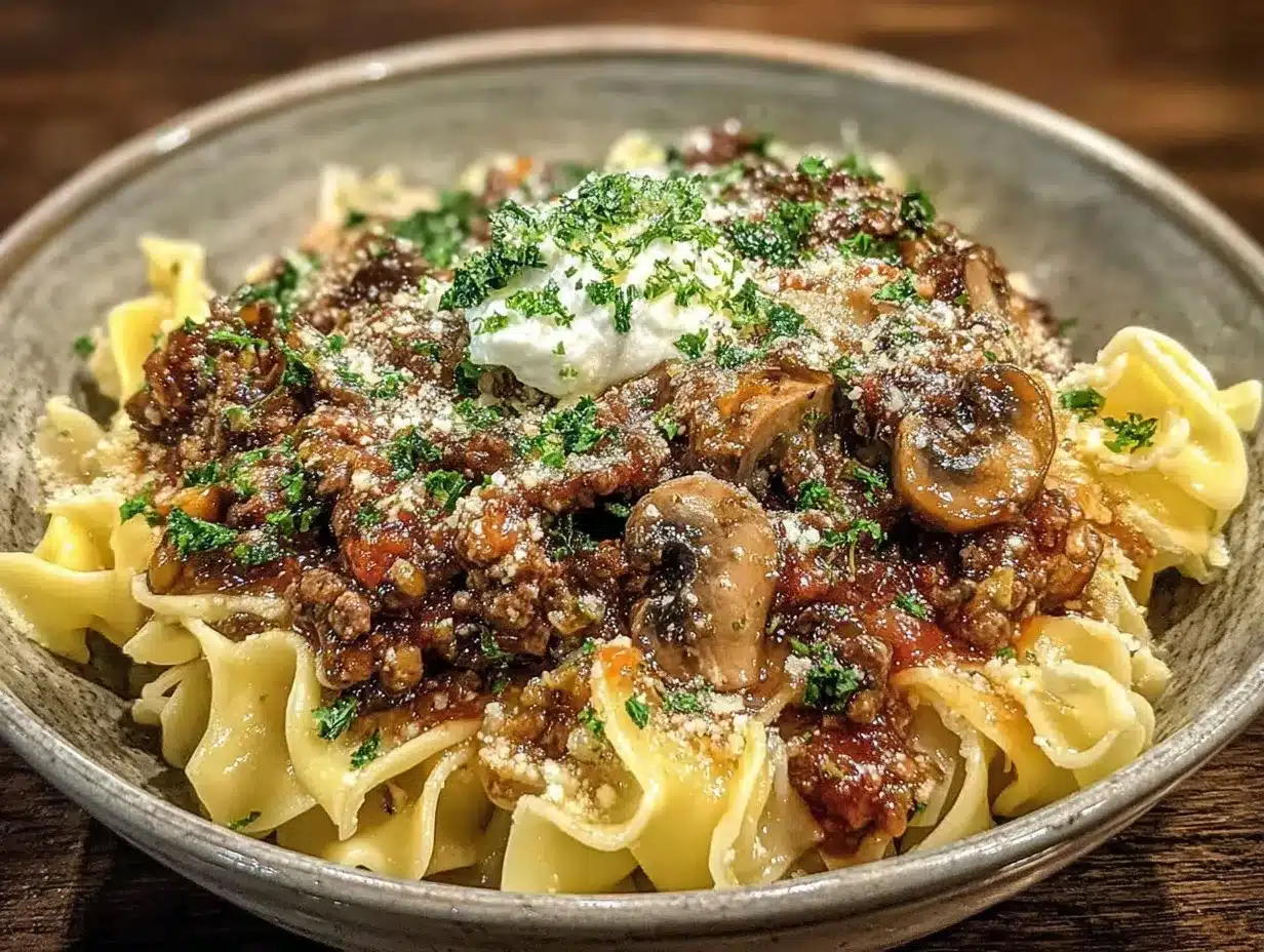 creamy ground beef stroganoff preparation steps