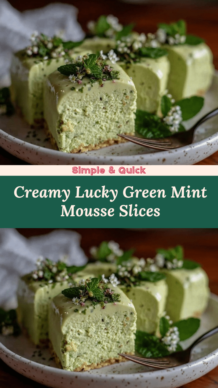 Creamy St. Patrick’s Lucky Green Mint Mousse Slices recipe