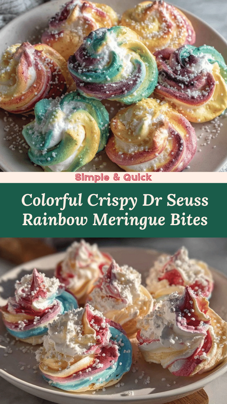 Crispy Dr Seuss Rainbow Meringue Bites recipe