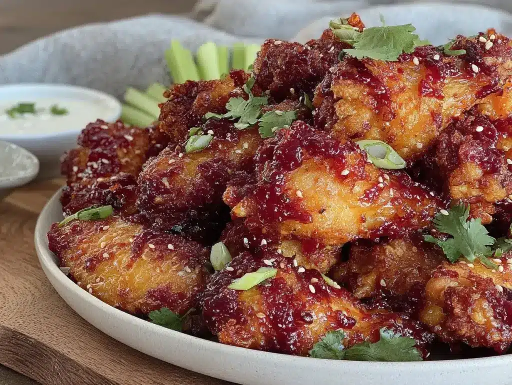 crispy honey Sriracha chicken wings - featured image