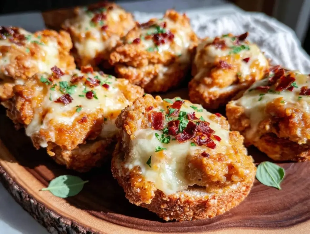 Crispy Super Bowl Chicken Alfredo Pizza Bites - featured image