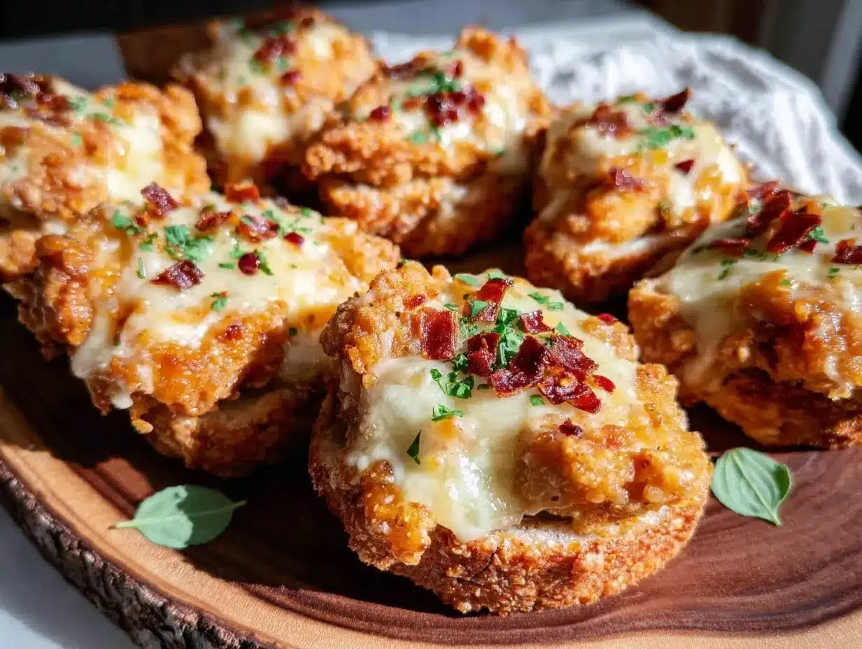 Crispy Super Bowl Chicken Alfredo Pizza Bites preparation steps