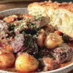 crockpot beef stew with root vegetables - featured image