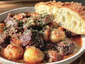 crockpot beef stew with root vegetables - featured image