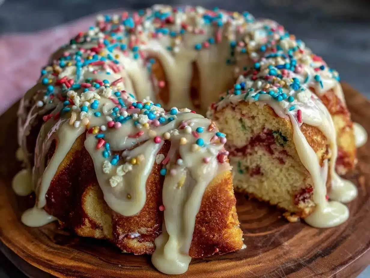 Dr. Seuss Rainbow Sprinkles Donut Cake preparation steps