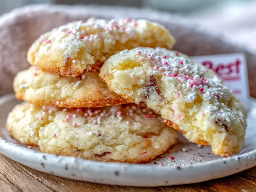 fluffy pink chocolate cloud cookies - featured image